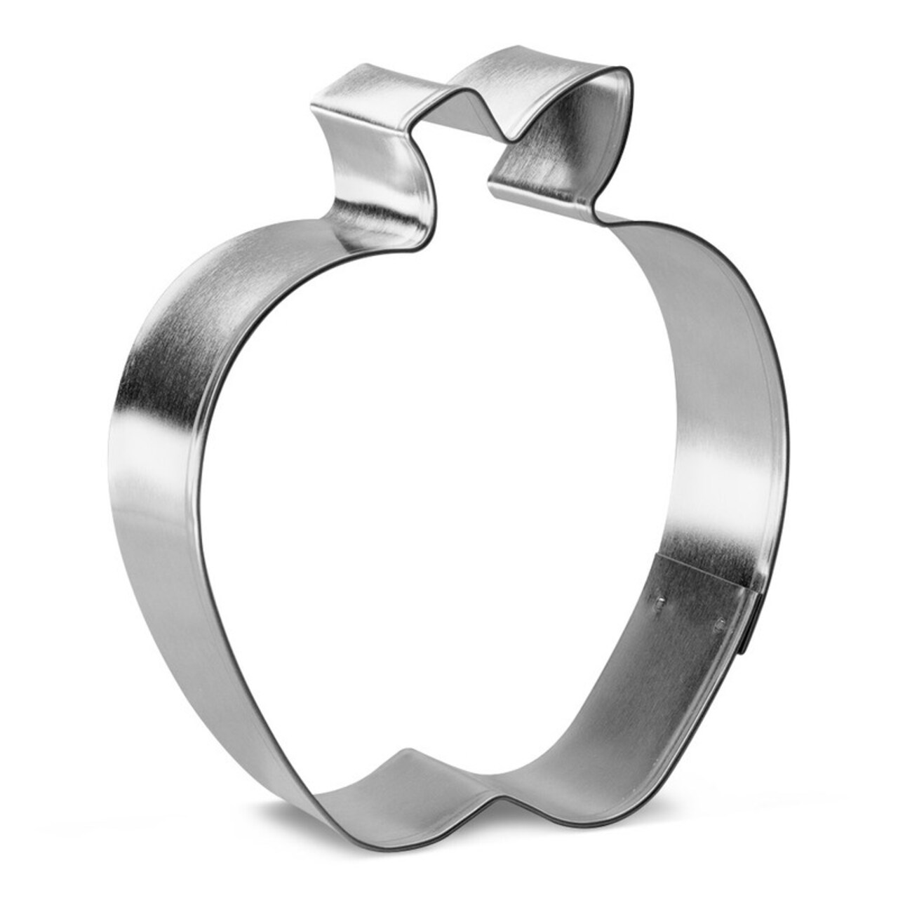 Apple with Leaf Cookie Cutter 3.25 in, CookieCutter.com, Tin Plated Steel, Handmade in the USA
